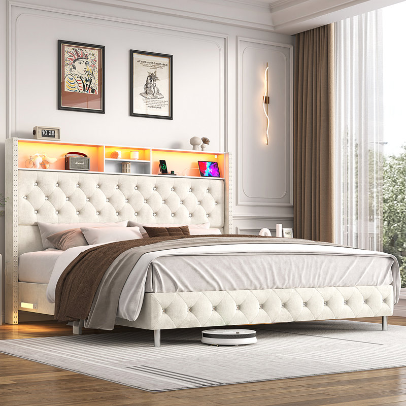 King headboards with lights cheap